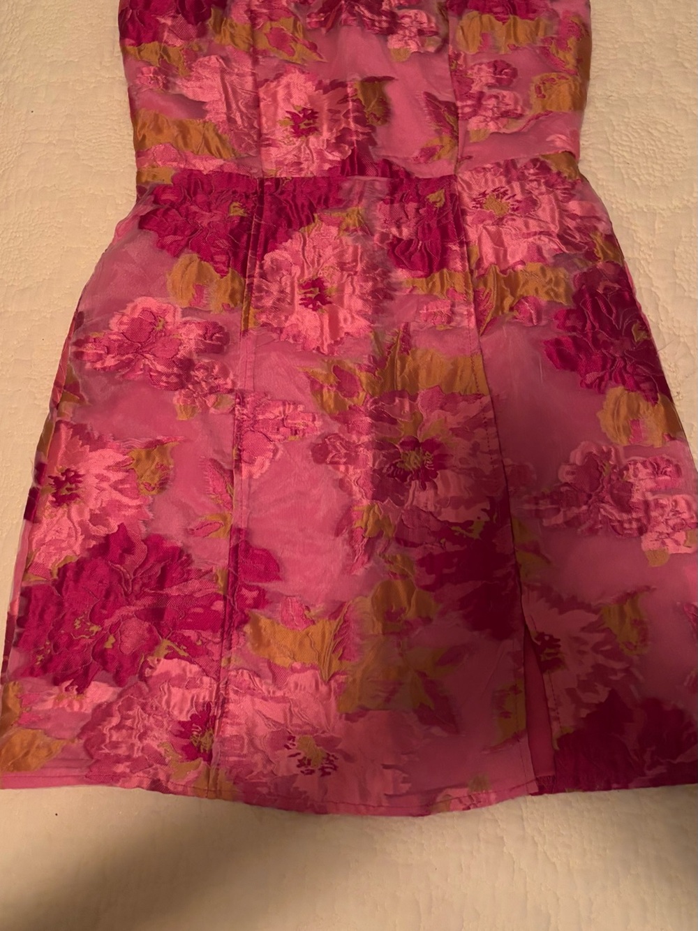Selfie Leslie ' Pink brocade strapless Floral Party Dress XS